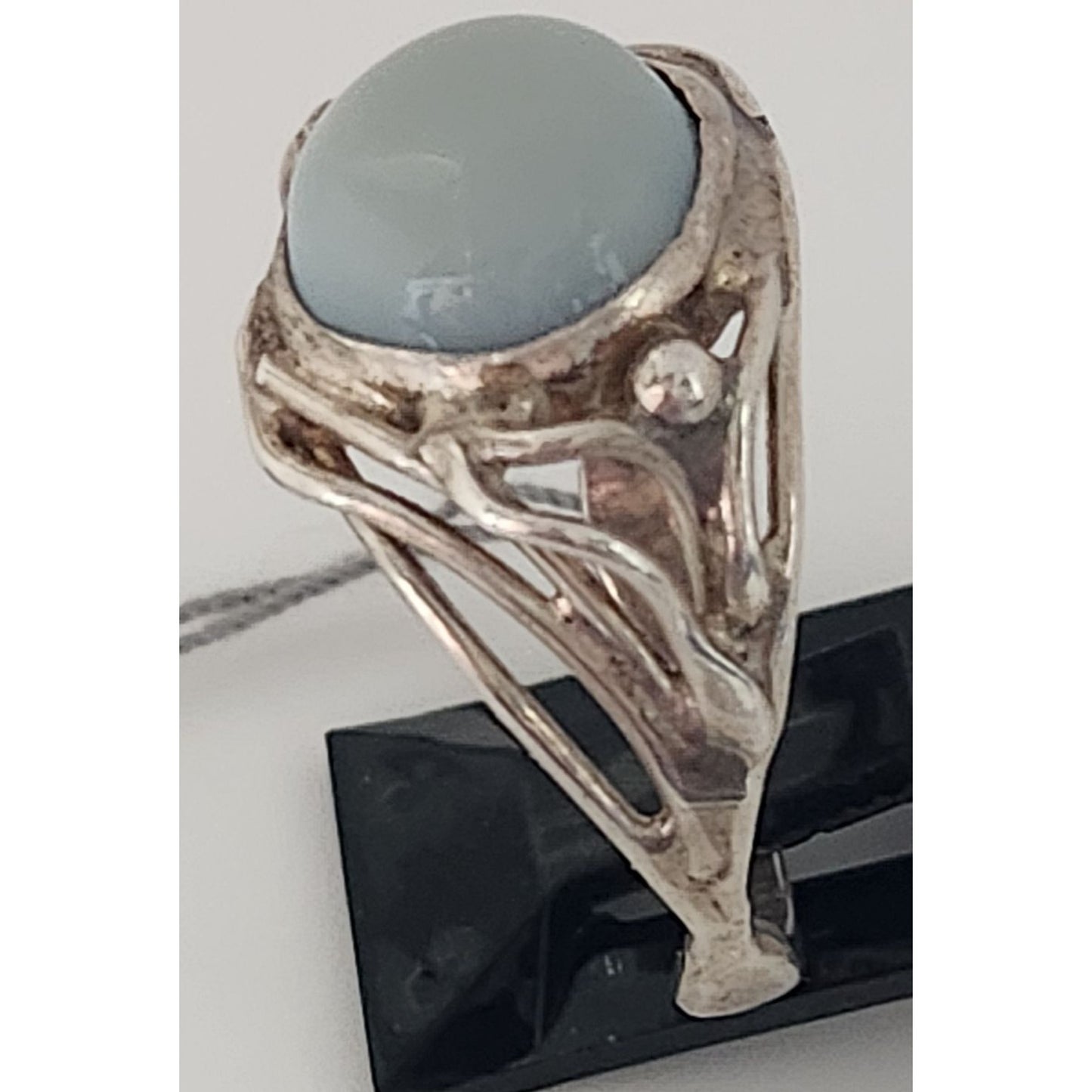 Ring Blue Chaladony Size 11  Silver 6.3 gr  Jerry Fran Harr  25 mm  10 mm Stone