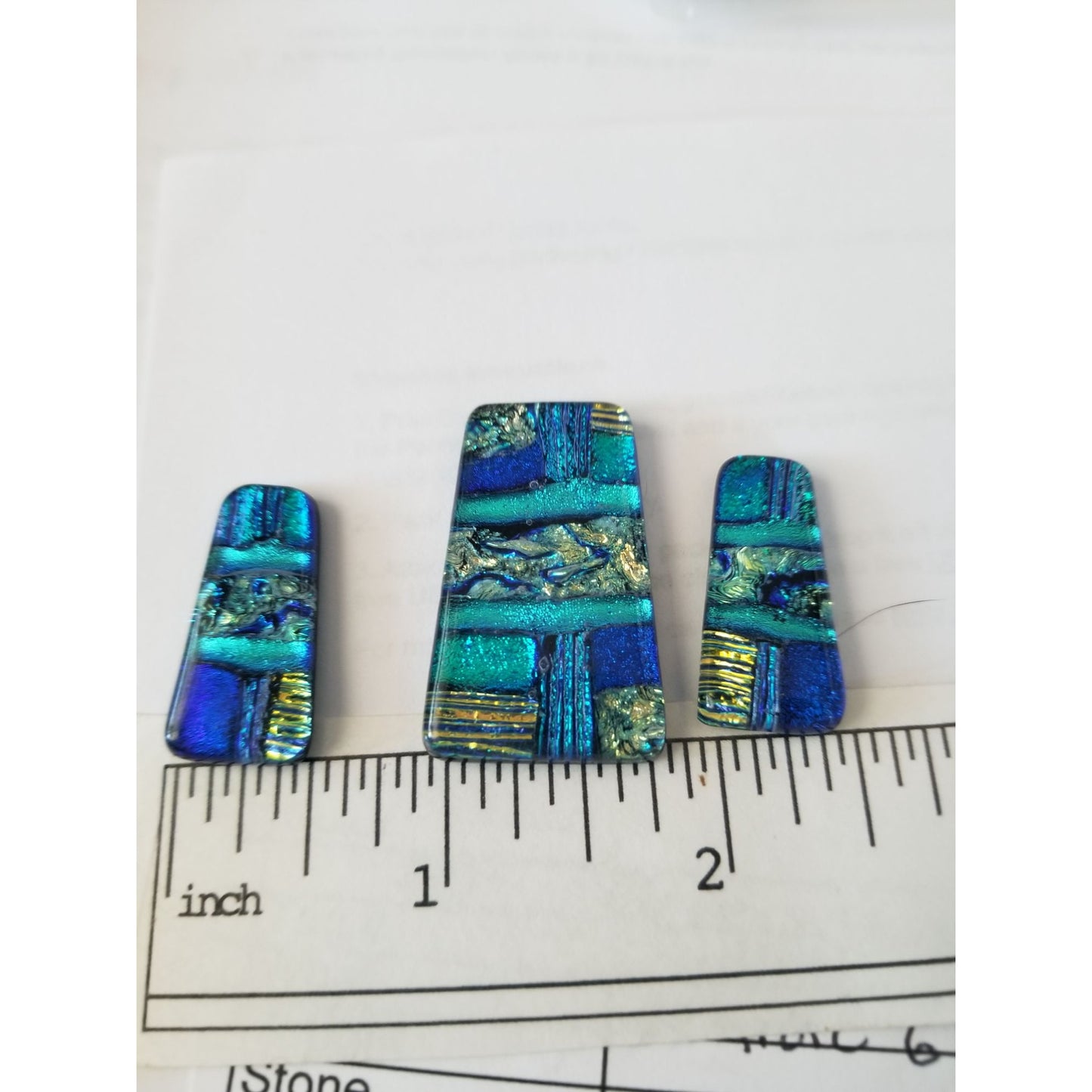 Gemstone Loose Set of 3  Dichroic glass 60 ct  12.8  gr 1" x 0.5"  1 1/5 x 0.75"  # 2