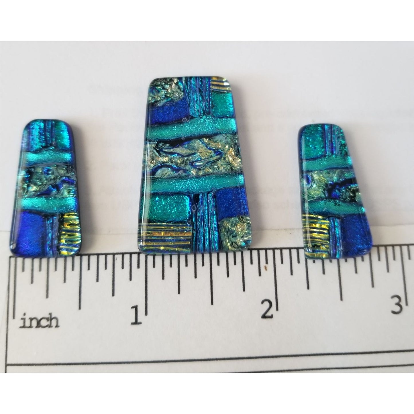 Gemstone Loose Set of 3  Dichroic glass 60 ct  12.8  gr 1" x 0.5"  1 1/5 x 0.75"  # 2