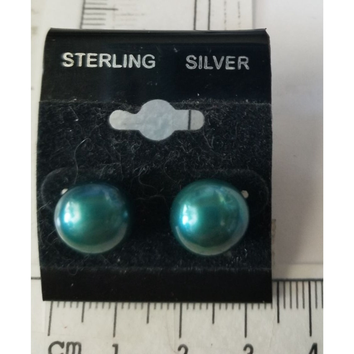 Earrings Pearl Blue 3.2Gr  21 ct  10 cm x 0.5  cm 1 cm Round 2.5  x .0.5 cm  Screw on Silver 925