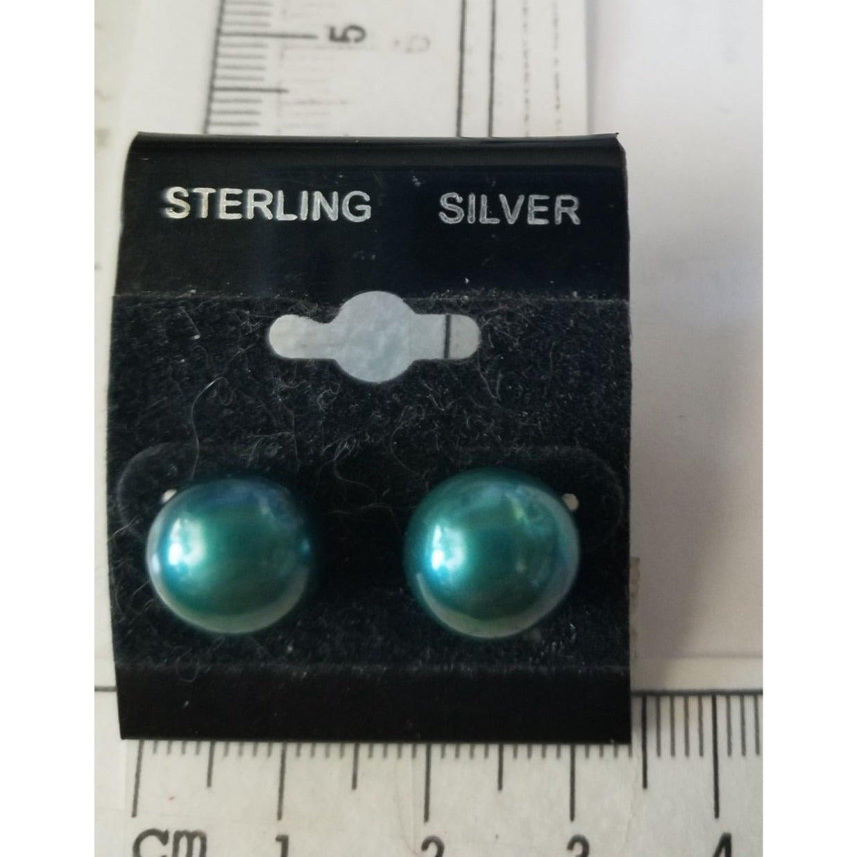 Earrings Pearl Blue 3.2Gr  21 ct  10 cm x 0.5  cm 1 cm Round 2.5  x .0.5 cm  Screw on Silver 925