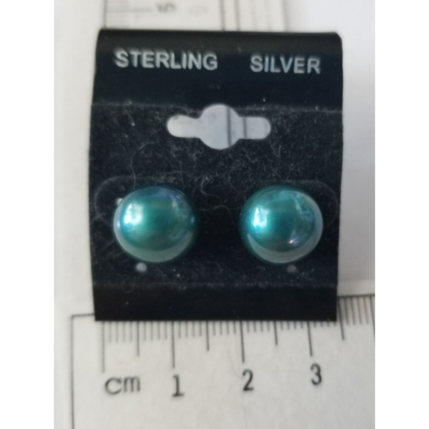 Earrings Pearl Blue 3.2Gr  21 ct  10 cm x 0.5  cm 1 cm Round 2.5  x .0.5 cm  Screw on Silver 925