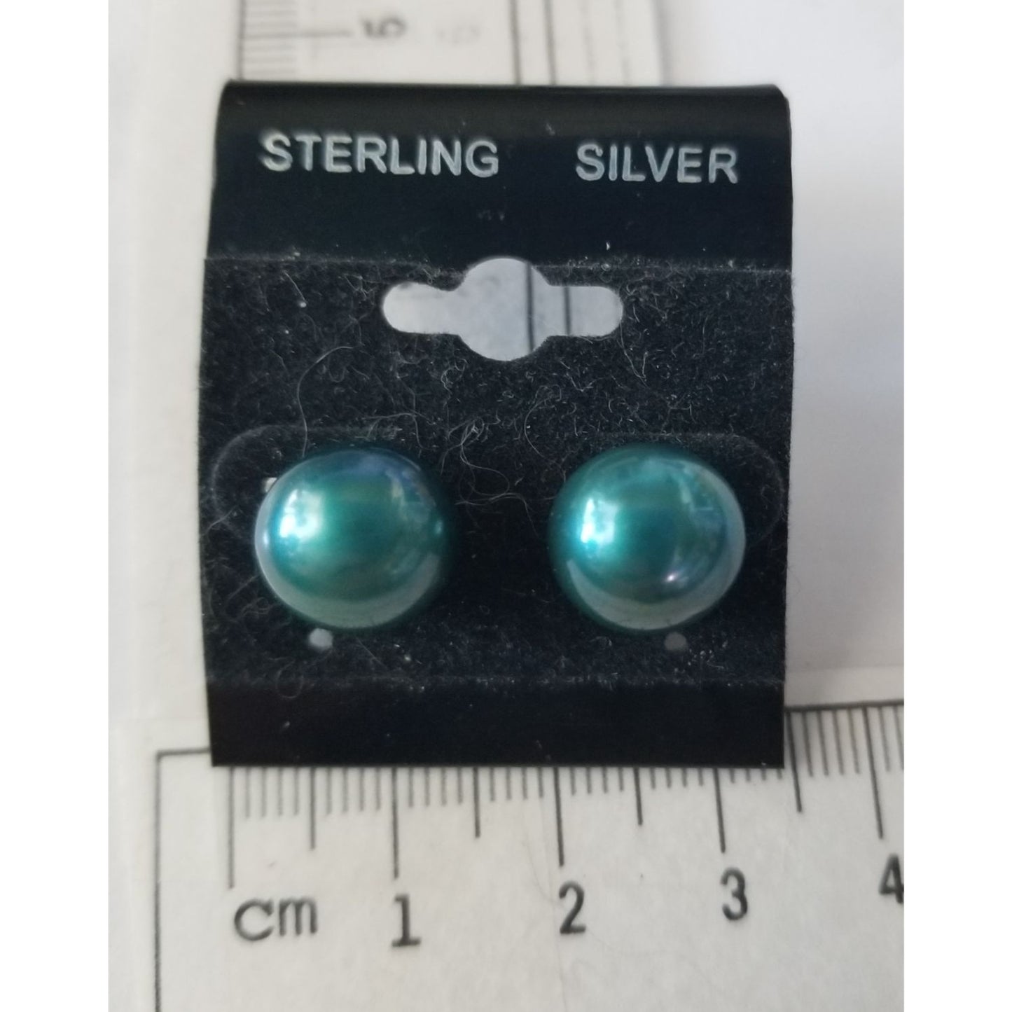 Earrings Pearl Blue 3.2Gr  21 ct  10 cm x 0.5  cm 1 cm Round 2.5  x .0.5 cm  Screw on Silver 925