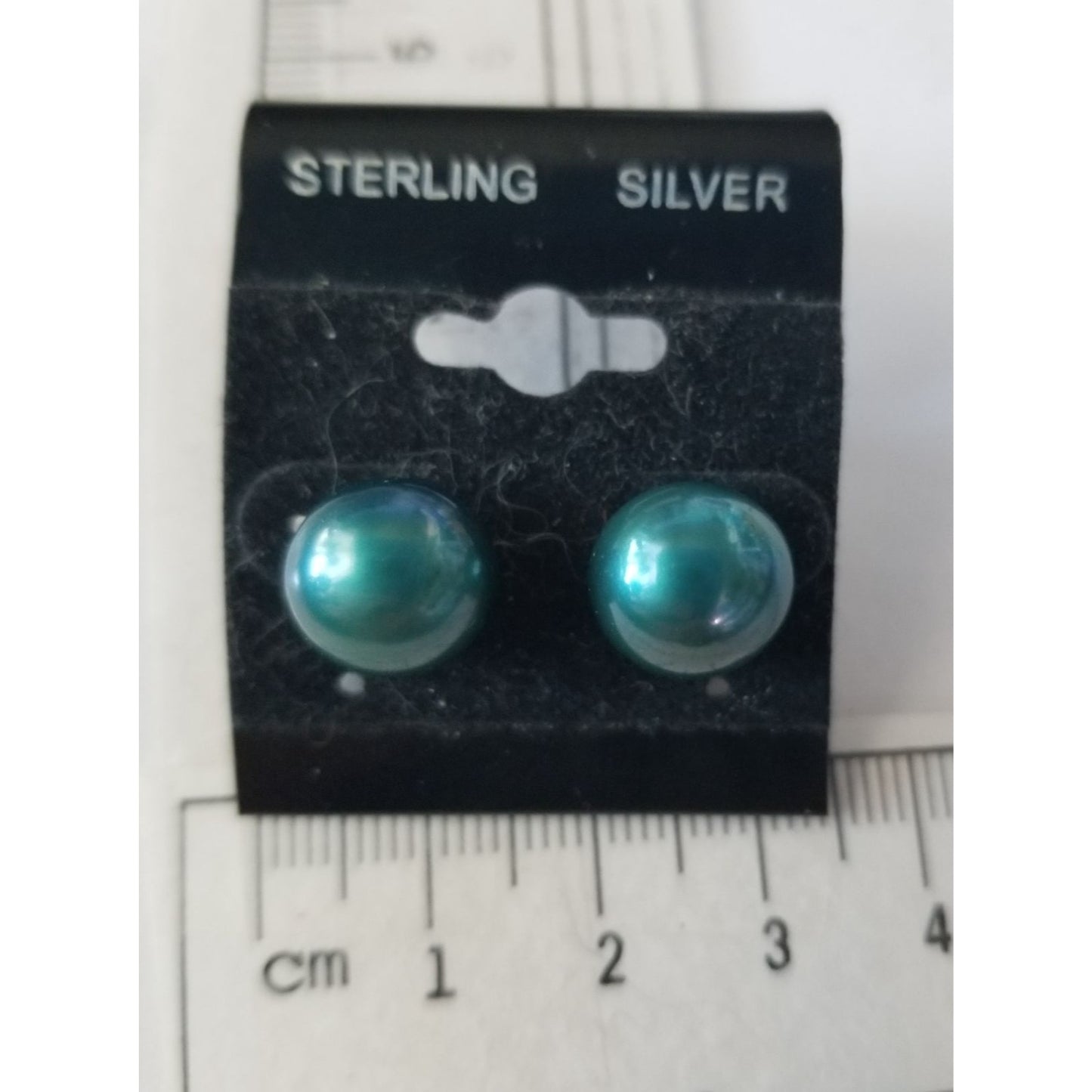 Earrings Pearl Blue 3.2Gr  21 ct  10 cm x 0.5  cm 1 cm Round 2.5  x .0.5 cm  Screw on Silver 925