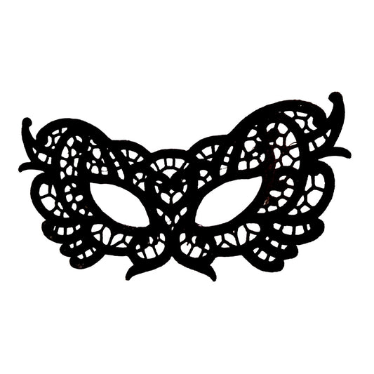Embroidered Mardi Gras Mask 8 x 4 Black  Decorate Add a stick Ribbons Jewels glitter Rinse in Water to make softer before you decorate