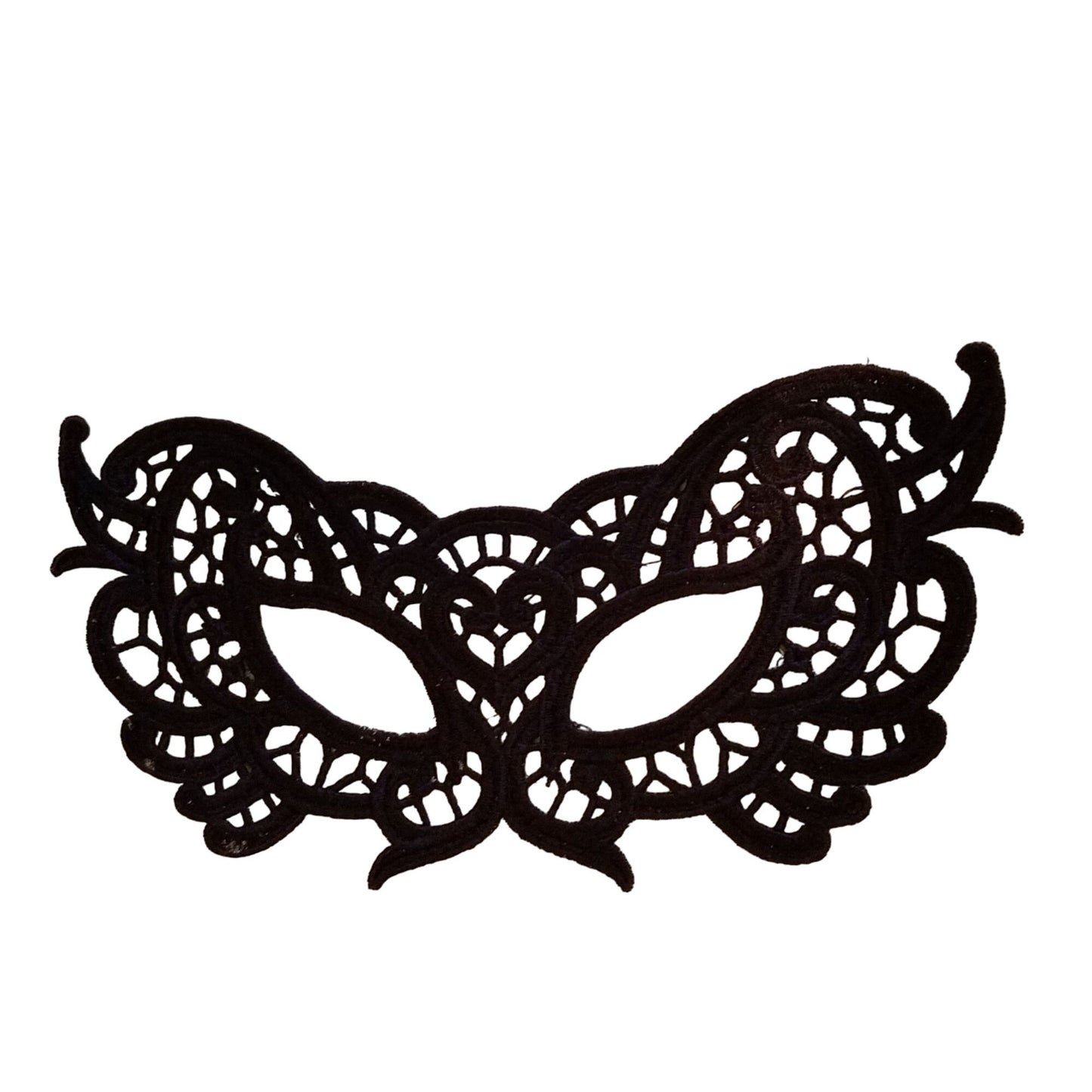 Embroidered Mardi Gras Mask 8 x 4 Black  Decorate Add a stick Ribbons Jewels glitter Rinse in Water to make softer before you decorate