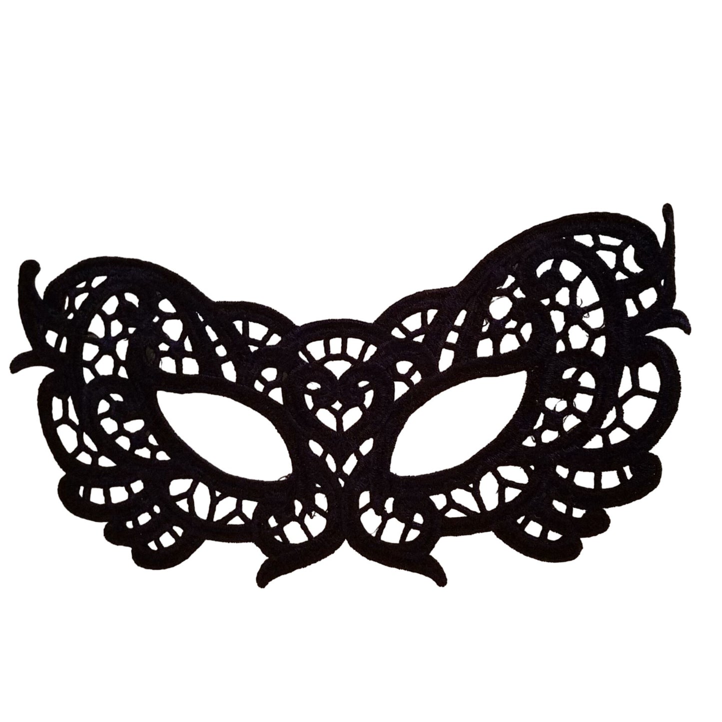 Embroidered Mardi Gras Mask 8 x 4 Black  Decorate Add a stick Ribbons Jewels glitter Rinse in Water to make softer before you decorate