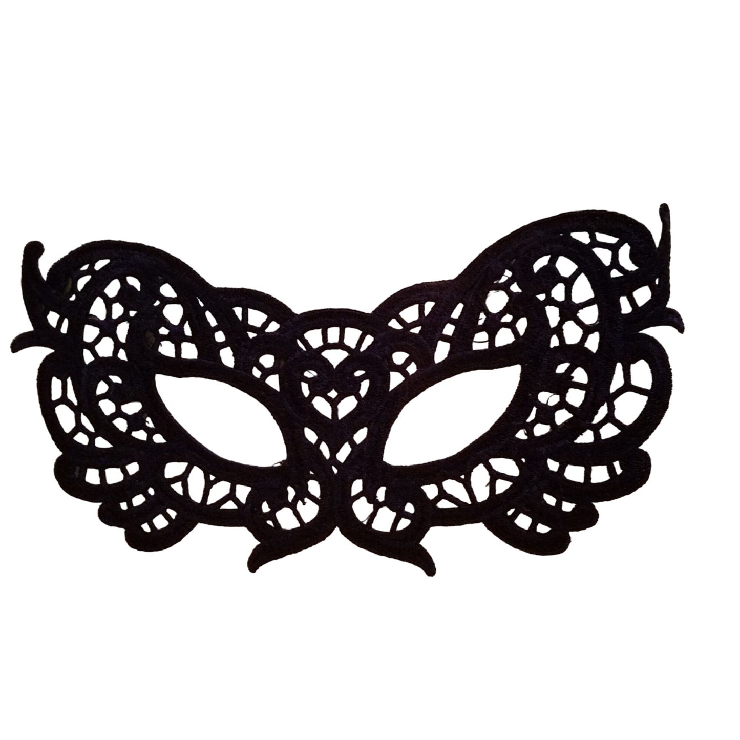 Embroidered Mardi Gras Mask 8 x 4 Black  Decorate Add a stick Ribbons Jewels glitter Rinse in Water to make softer before you decorate