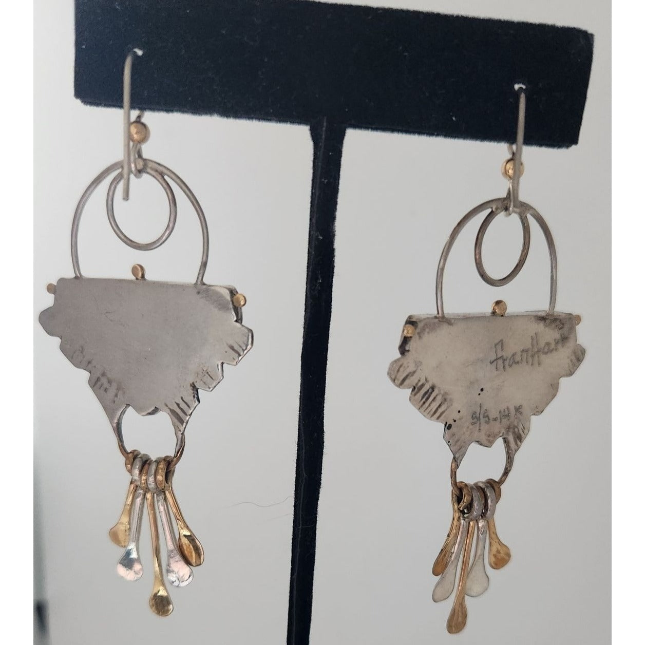 Jewelry Earrings Bumble Bee Jasper Triangle Stone Circle Half Dome Gold Accent