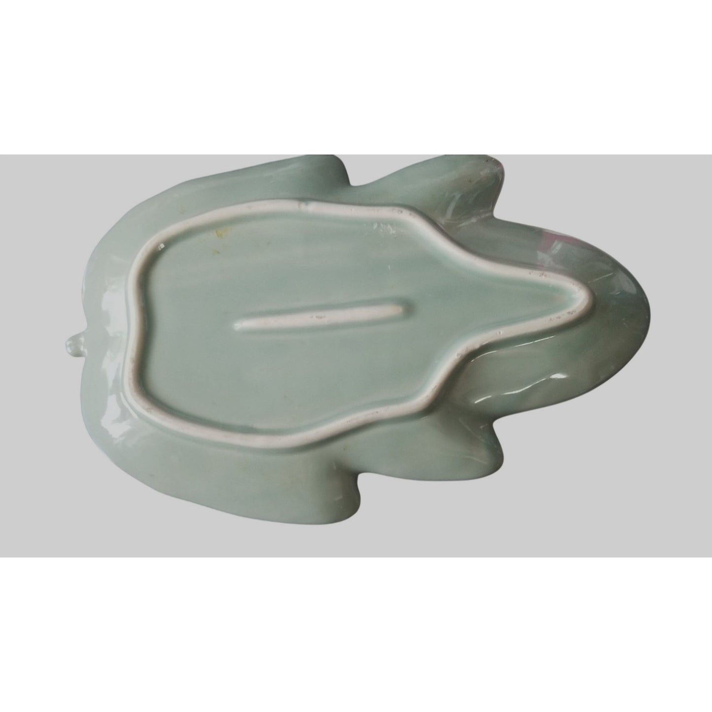 Kitchen Plate Green Leaf shape Ceramic 11" x 7"  Serving Party Decorative