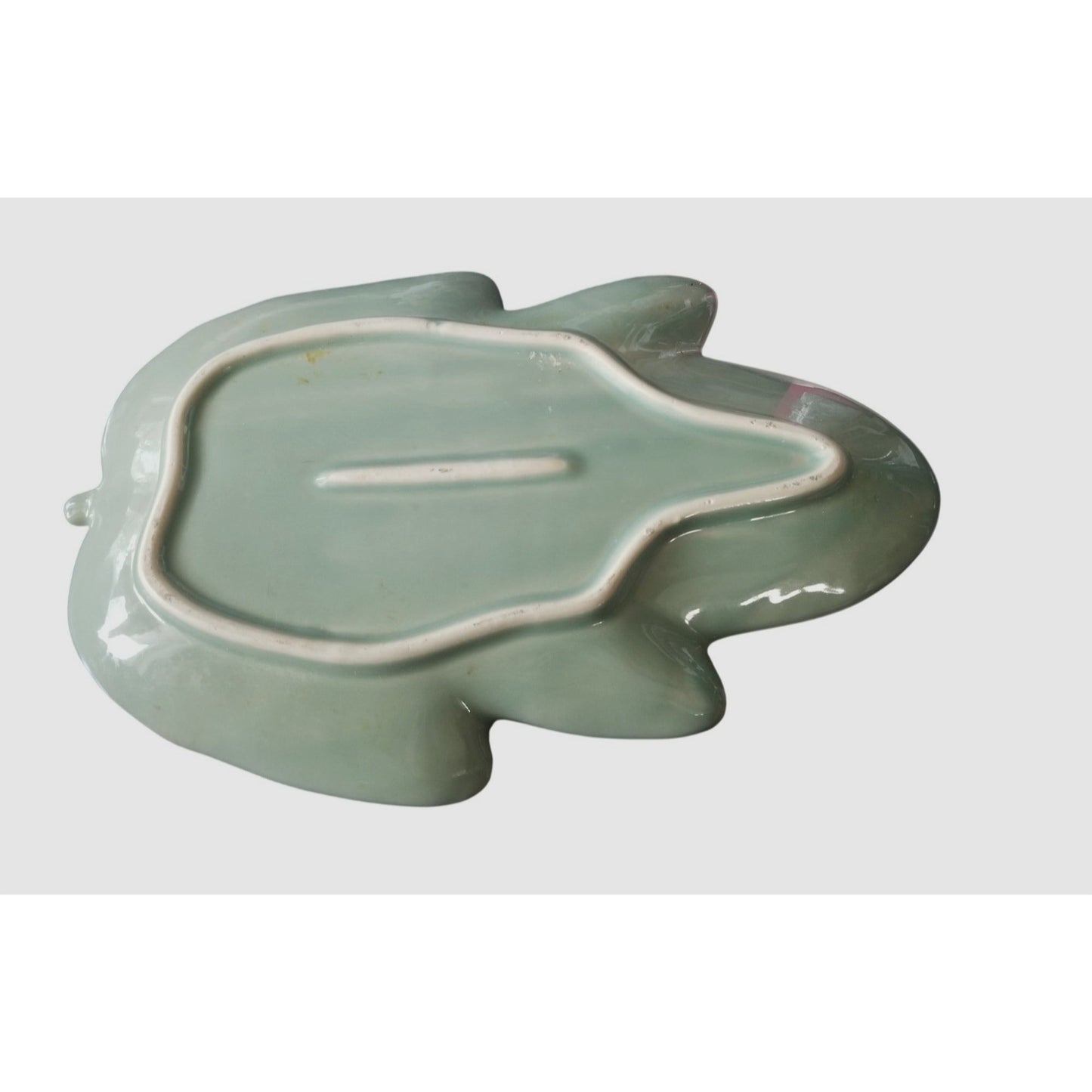 Kitchen Plate Green Leaf shape Ceramic 11" x 7"  Serving Party Decorative