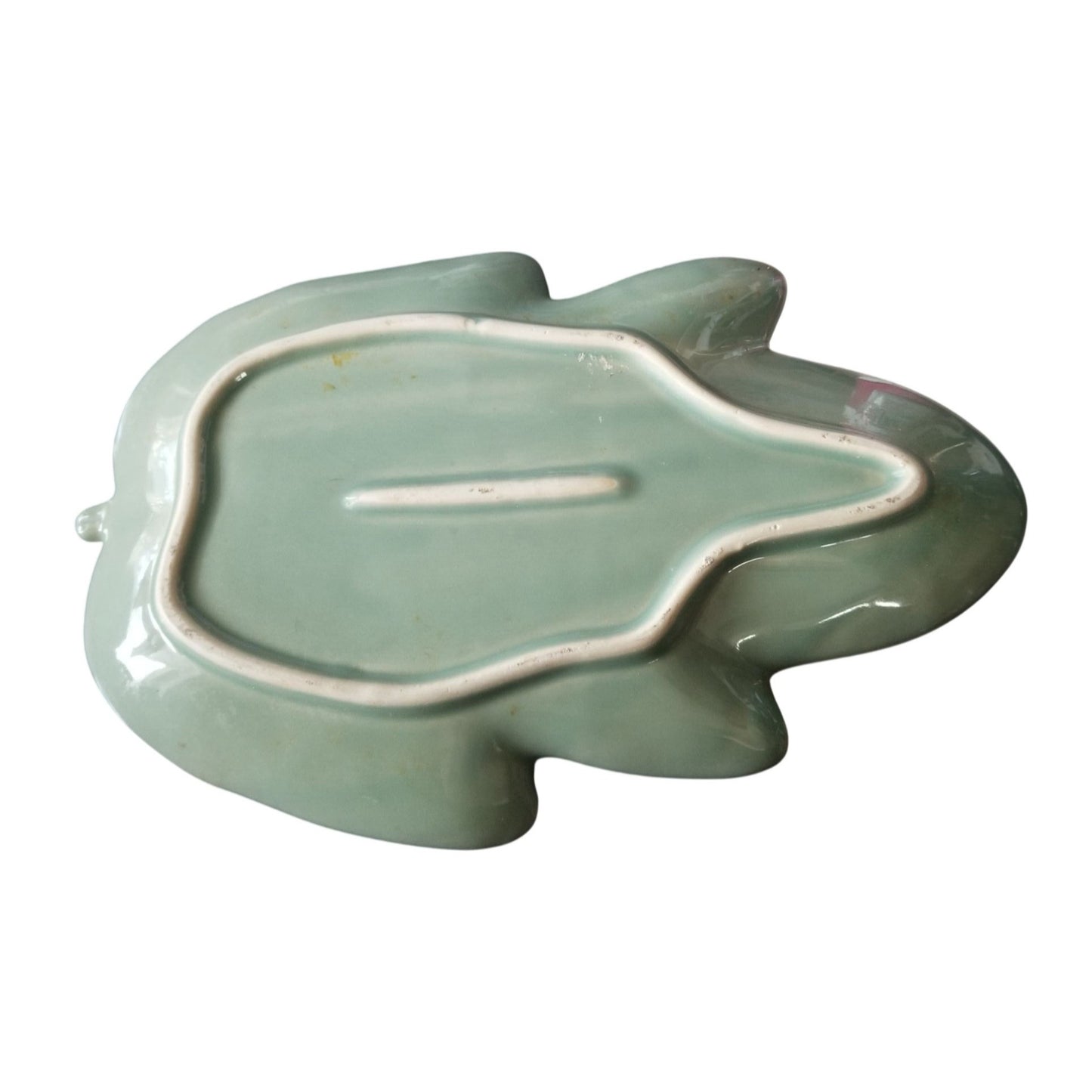 Kitchen Plate Green Leaf shape Ceramic 11" x 7"  Serving Party Decorative