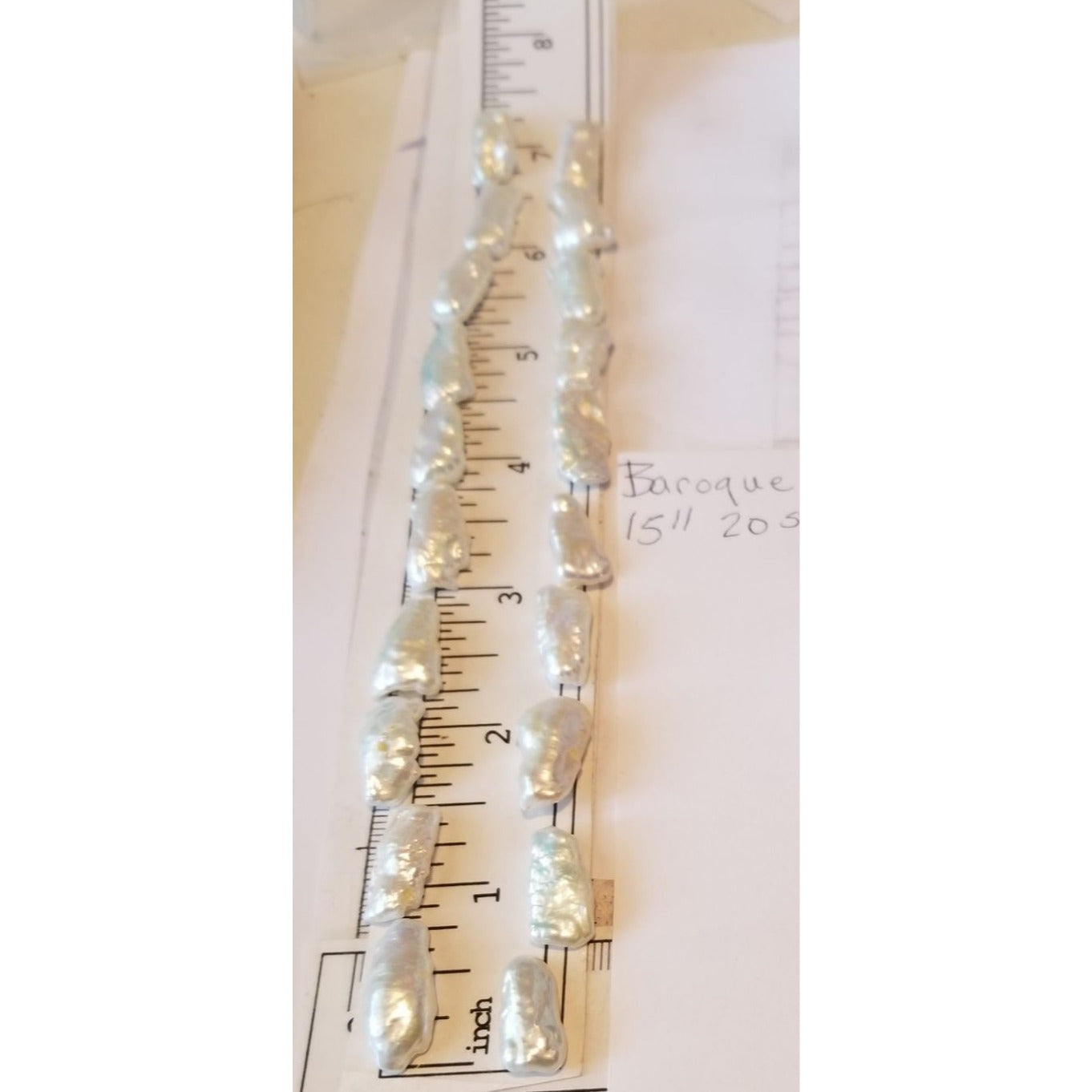 Loose White Biwa Stick Pearl Bag 1  Braque 15 " 20 Pieces  100  ct  20  gr  1 cm  x 0.5 cm