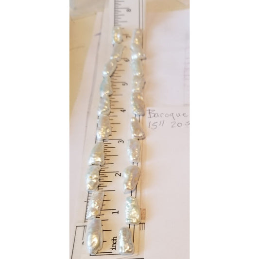 Loose White Biwa Stick Pearl Bag 1  Braque 15 " 20 Pieces  100  ct  20  gr  1 cm  x 0.5 cm