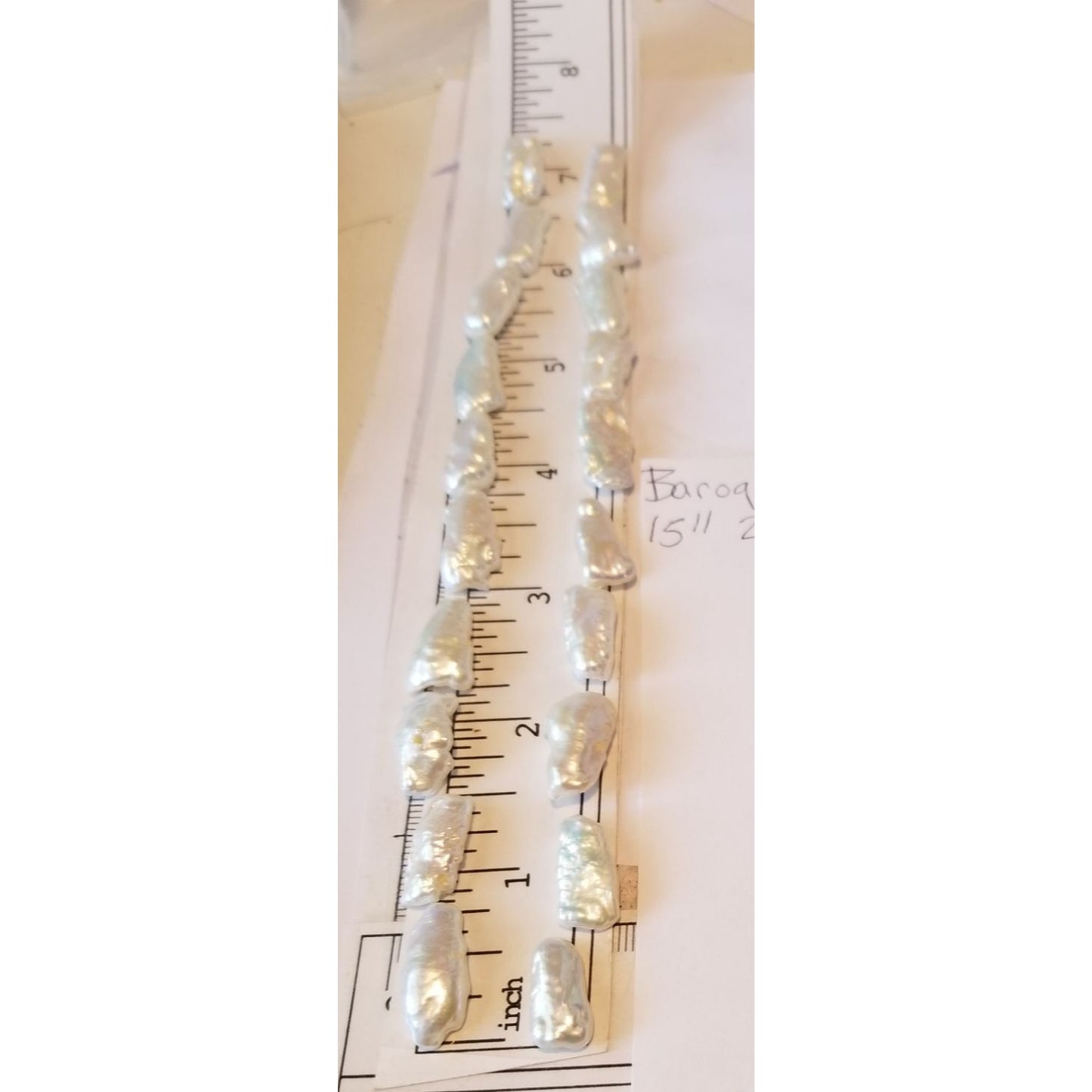Loose White Biwa Stick Pearl Bag 1  Braque 15 " 20 Pieces  100  ct  20  gr  1 cm  x 0.5 cm