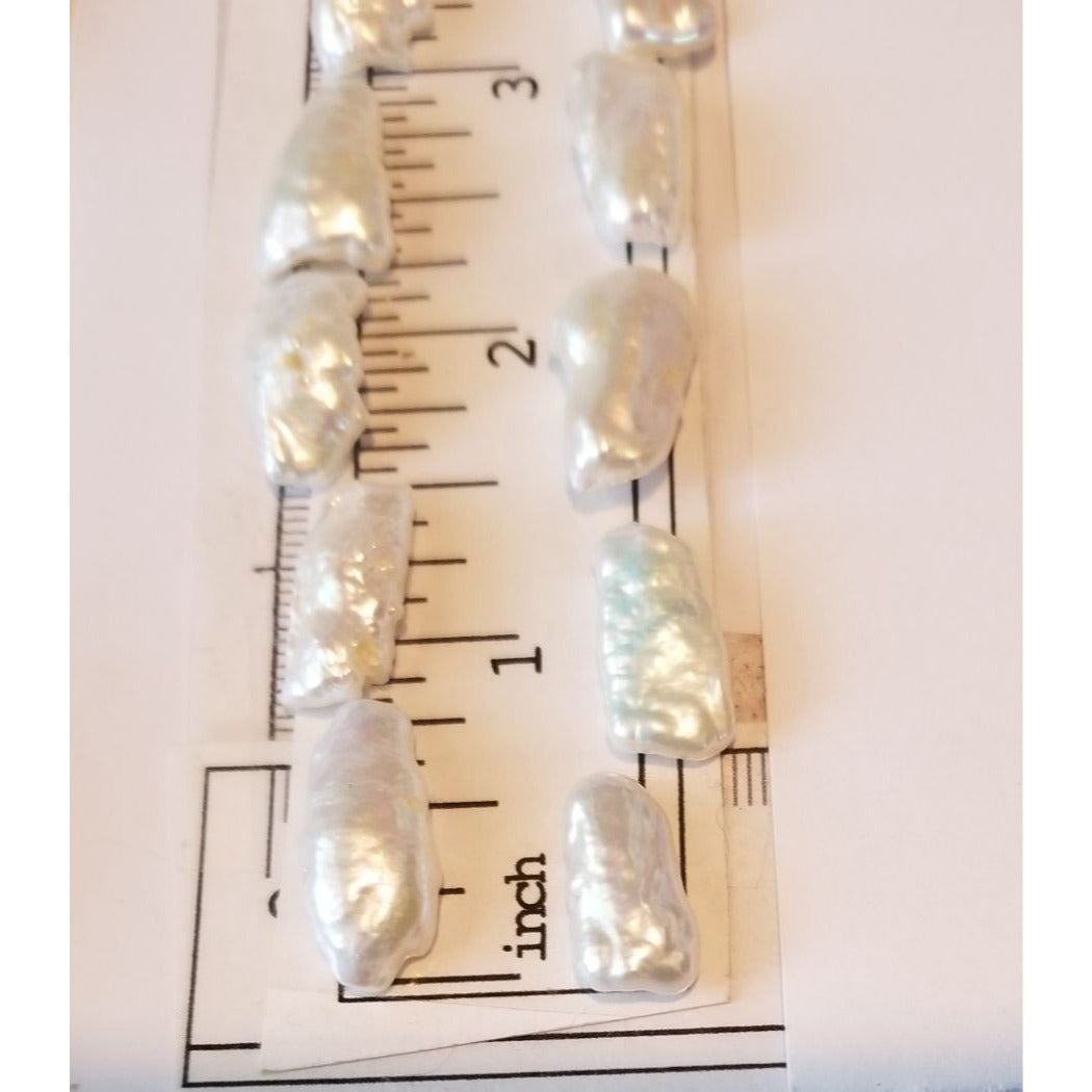 Loose White Biwa Stick Pearl Bag 1  Braque 15 " 20 Pieces  100  ct  20  gr  1 cm  x 0.5 cm
