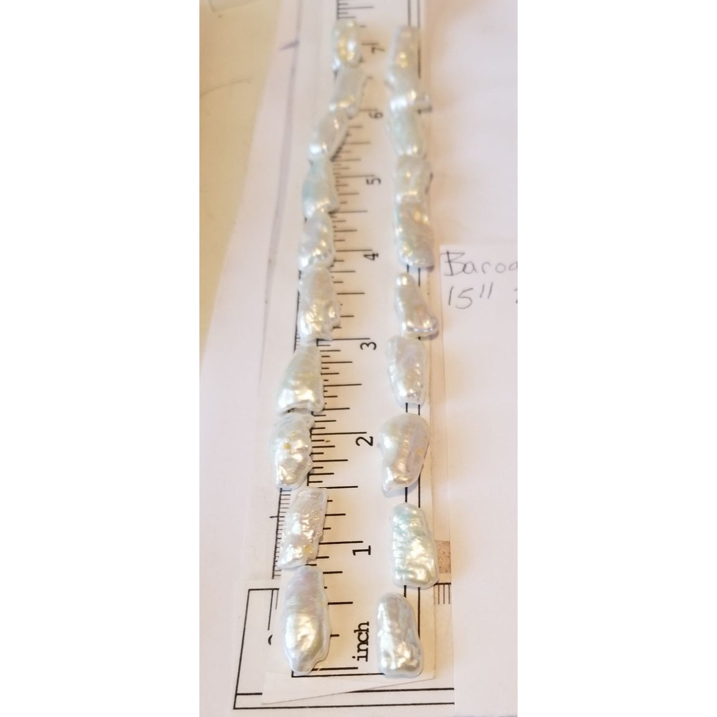 Loose White Biwa Stick Pearl Bag 1  Braque 15 " 20 Pieces  100  ct  20  gr  1 cm  x 0.5 cm