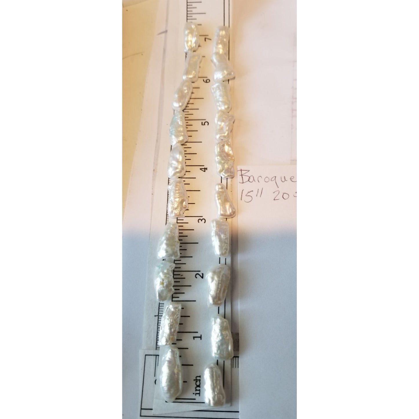 Loose White Biwa Stick Pearl Bag 1  Braque 15 " 20 Pieces  100  ct  20  gr  1 cm  x 0.5 cm
