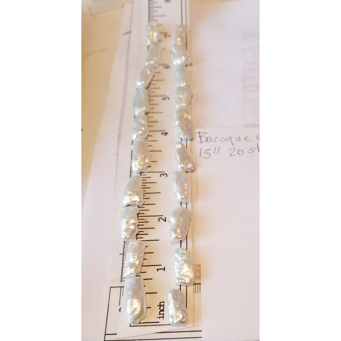 Loose White Biwa Stick Pearl Bag 1  Braque 15 " 20 Pieces  100  ct  20  gr  1 cm  x 0.5 cm