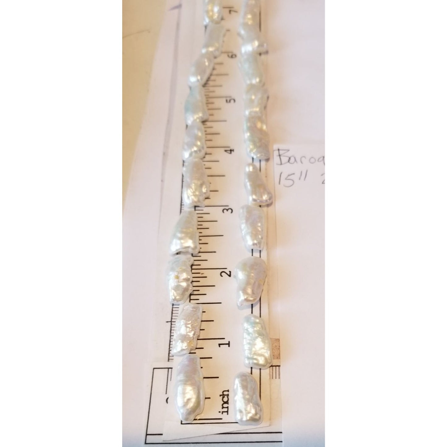 Loose White Biwa Stick Pearl Bag 1  Braque 15 " 20 Pieces  100  ct  20  gr  1 cm  x 0.5 cm