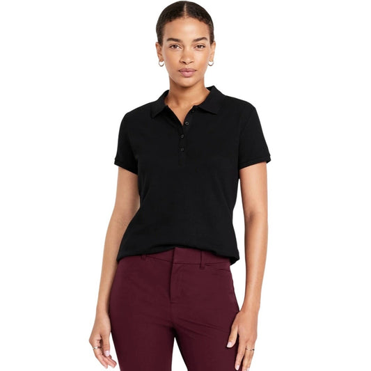 Polo Shirt Black Short Sleeves Jerzees  50/50 Cotton  Polyester Size X XLarge Comfort Fit No Button