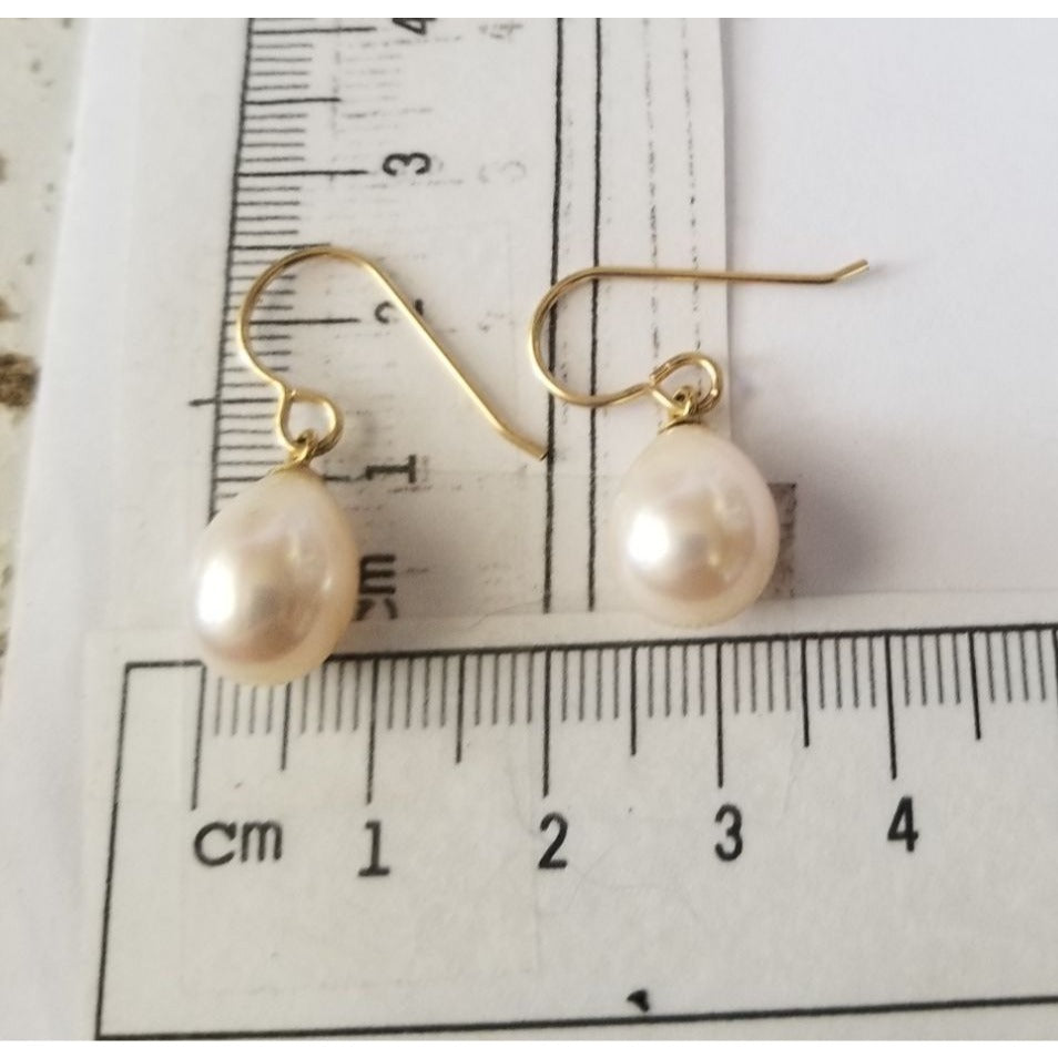 Earrings Pearl White Gold Hooks 3.7 Gr  18.5 ct  1 cm x 1 cm Oval