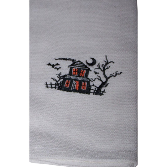 Kitchen Towels  Embroidered set of 2 Haunted House Jar Hemlock Root 16" x 21"