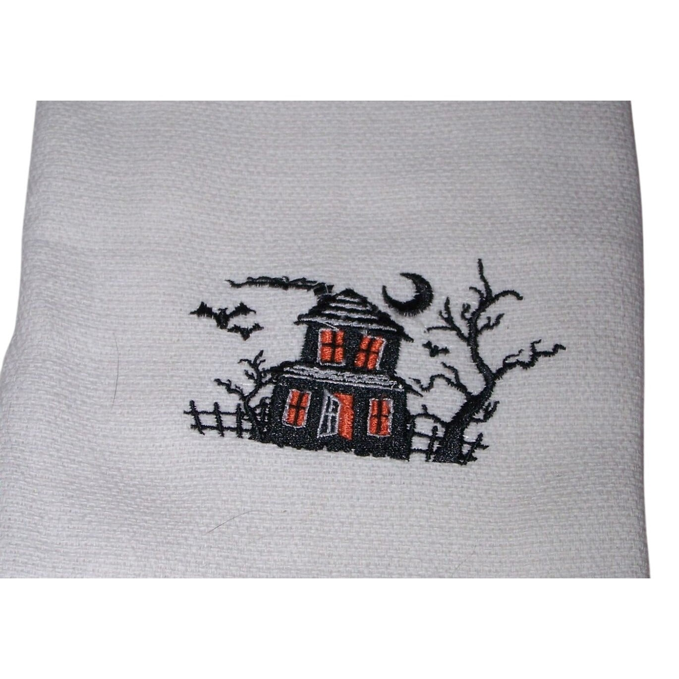 Kitchen Towels  Embroidered set of 2 Haunted House Jar Hemlock Root 16" x 21"