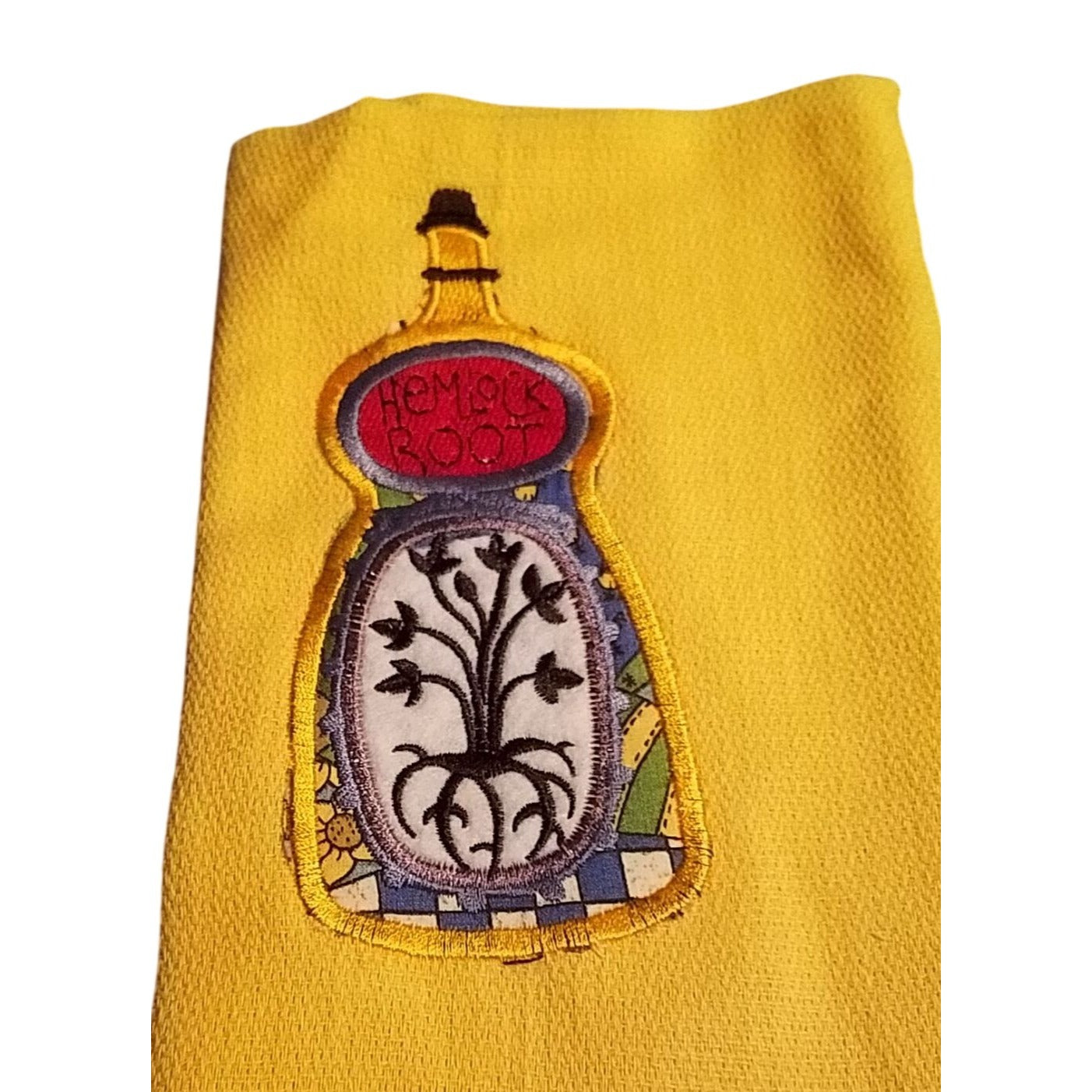 Kitchen Towels  Embroidered set of 2 Haunted House Jar Hemlock Root 16" x 21"