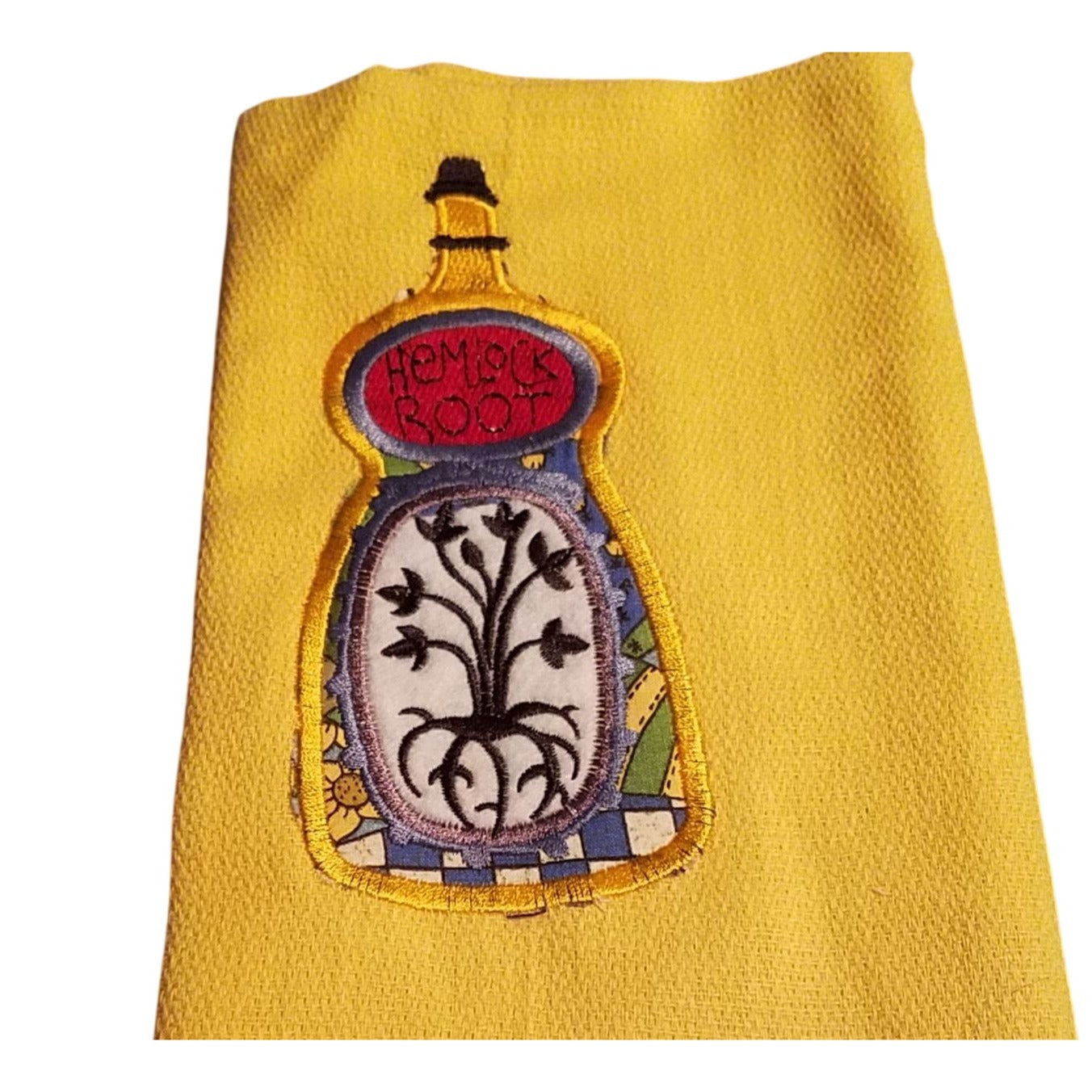 Kitchen Towels  Embroidered set of 2 Haunted House Jar Hemlock Root 16" x 21"