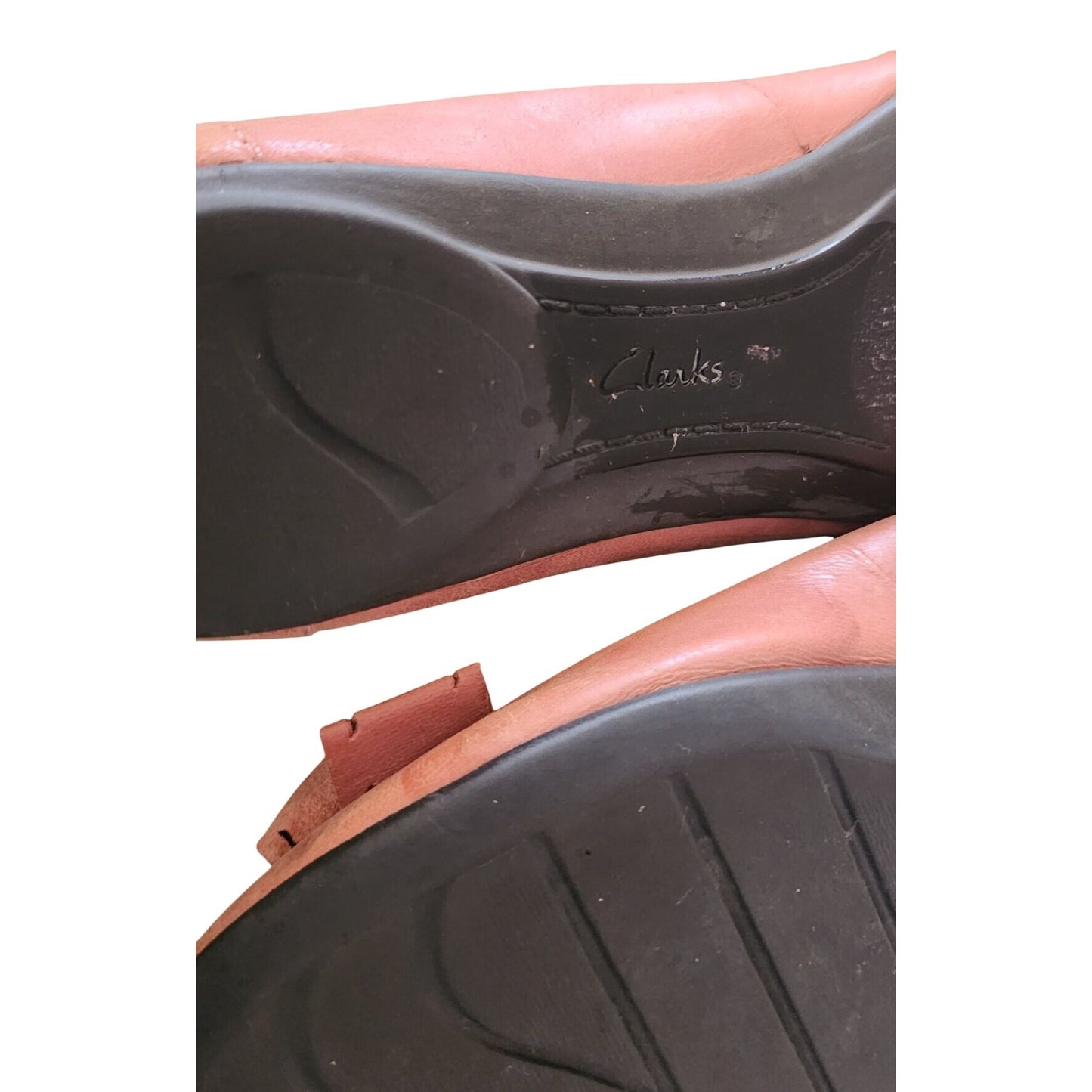 Shoes Pair Clartks Bendables  7M  Rose Color Bow on Toe   Wedge Rubber Sole Scale Material inside