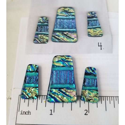 Gemstone Loose Set of 3  Dichroic glass 59 ct  11.8  gr 1" x 0.5"  1 1/5 x 0.75"  # 4