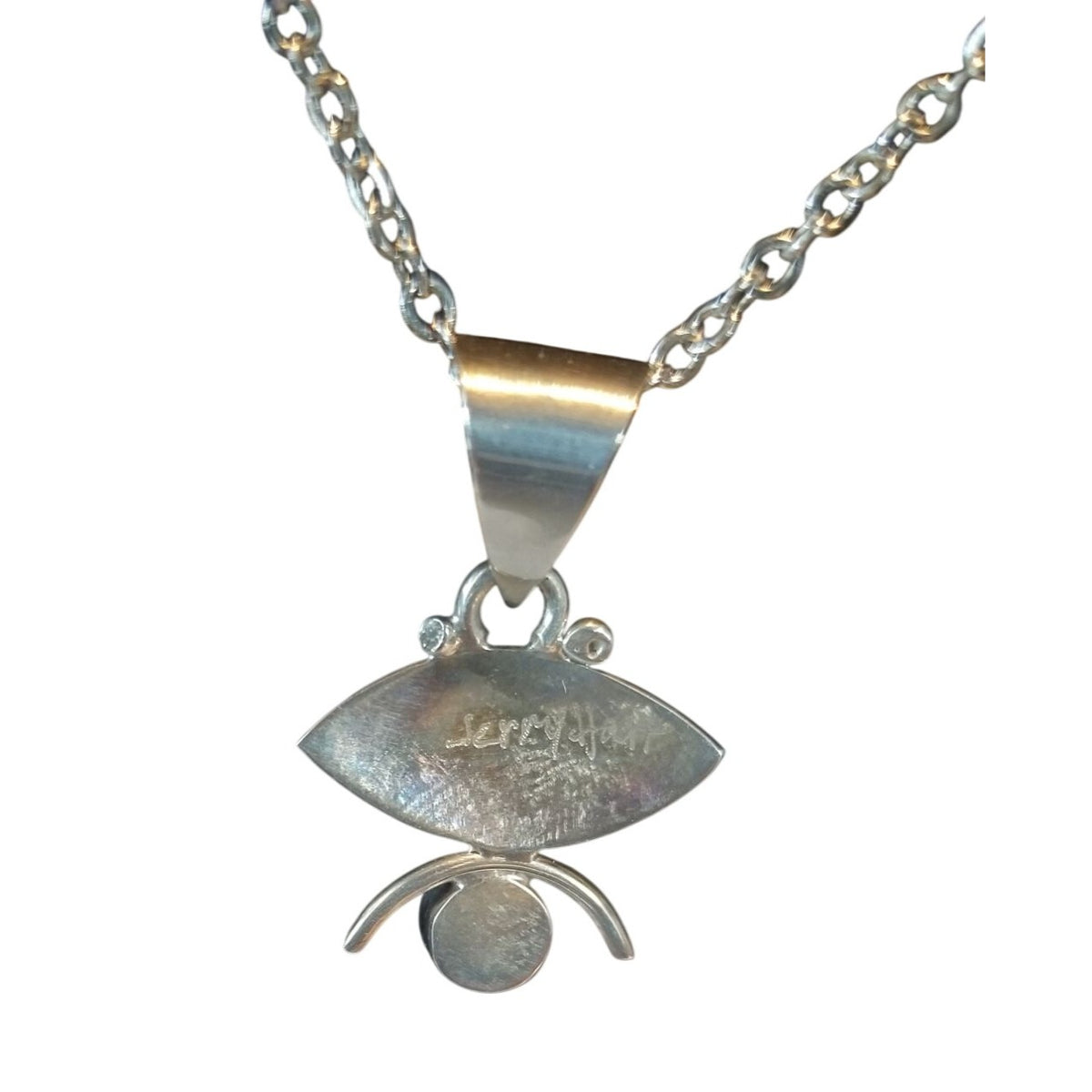Necklace Silver MoonStone Oval  4.3 gr 22   ct  2 cm  x 2.5 cm  14" chain