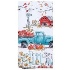 Kitchen Towel Truck Pumpkin Patch Fence Time to Share 18 x 28 100 % Cotton Krinkle Flour Sack Towel