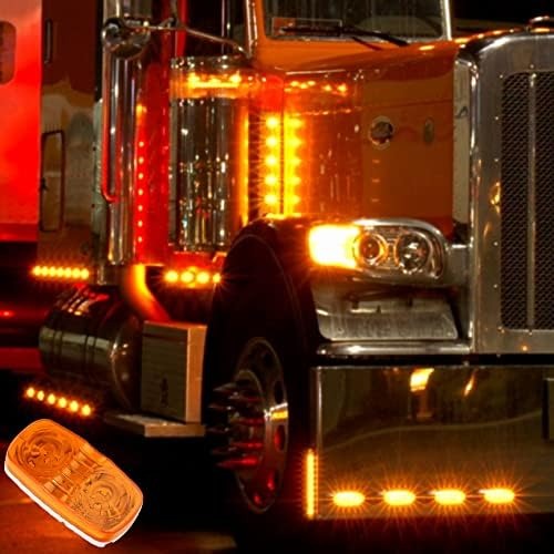 Auto Trailer Marker LED Clearance Lights 14X Double VINAUO Bullseye 7 Red & 7 Amber LED Side Marker Light Indicator 4x2 ' Tiger Eye Surface