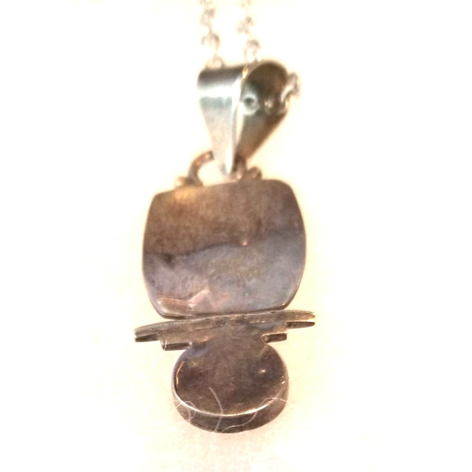 Necklace Silver Onyx Triangle  6.5  gr 32.5 ct  4 cm  x  3 cm  16" chain Onyx
