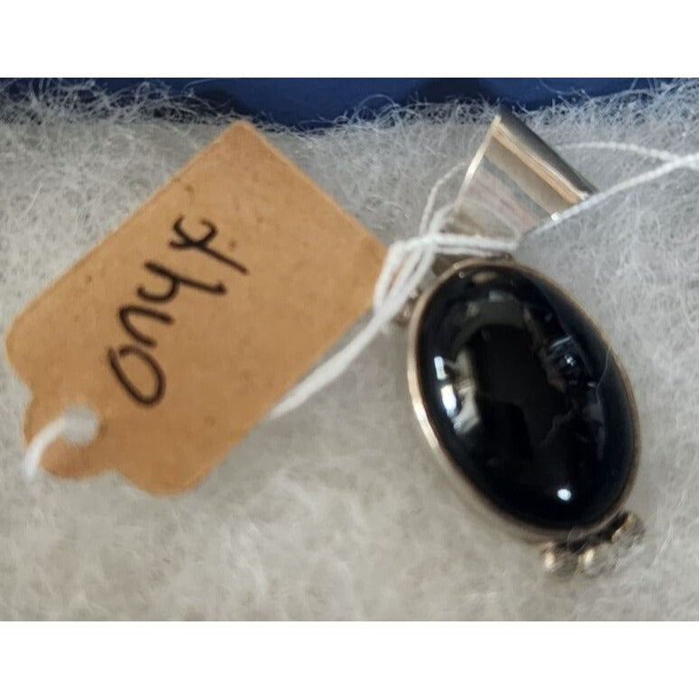Pendant Onyx Black Silver 4.6 gr 18 mm x 15 mm Bale 10 mm x 8 mm Jerry Fran Harr