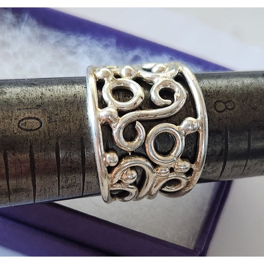 Ring Band Open Silver 20 mm wide  Size 8 1/2  7.8  gr  no Stone  Jerry Fran Harr