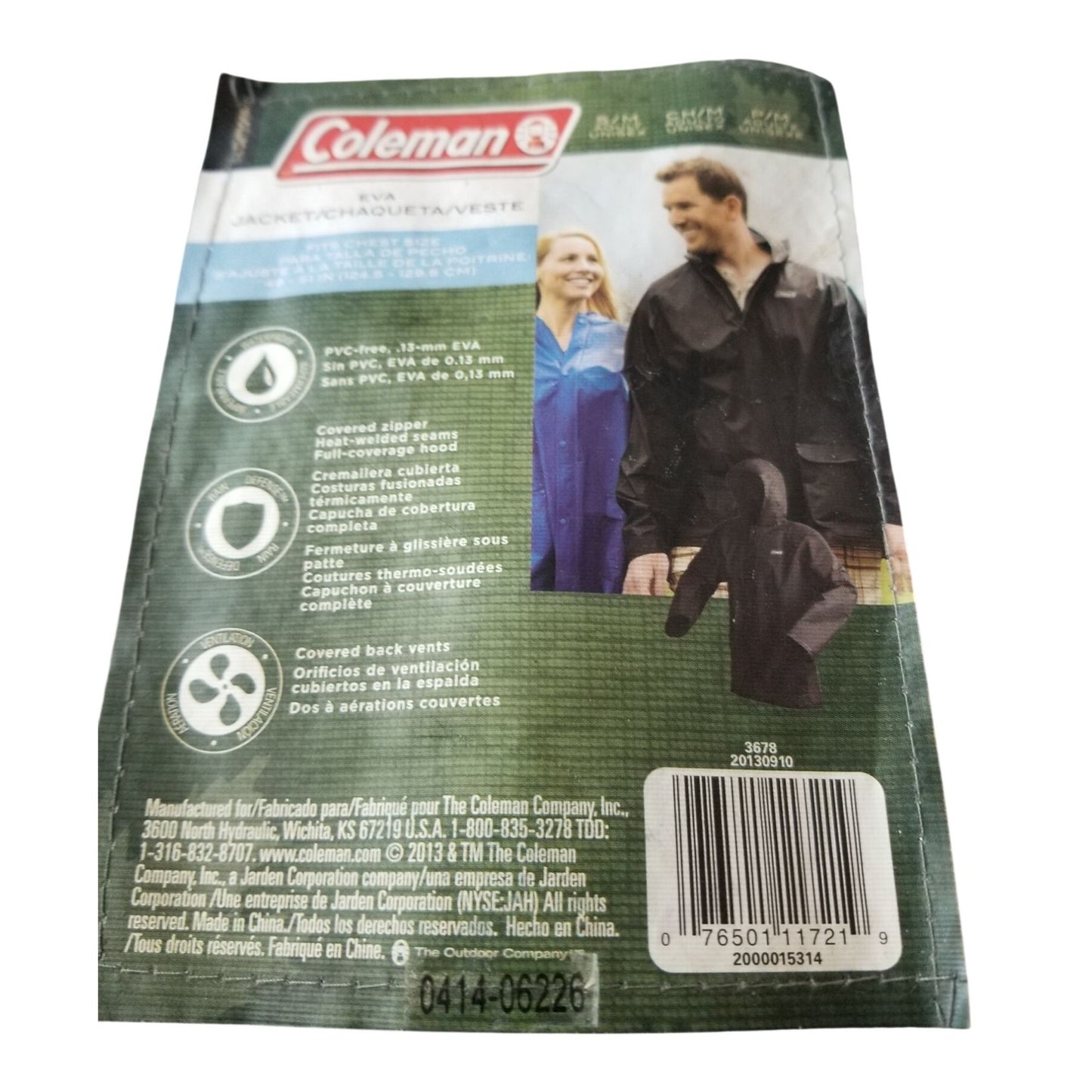 Jacket Coleman 2013 Eva Black Size S/M PVC free 13-mm Wind Breaker Full Cover Hood