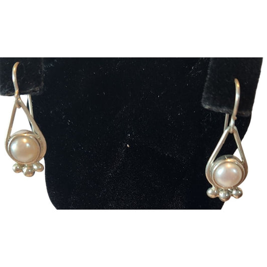 Earrings Pearl Tear Drop Post Silver Drop 5 gr Tear Drop Jerry & Fran Harr Handmade