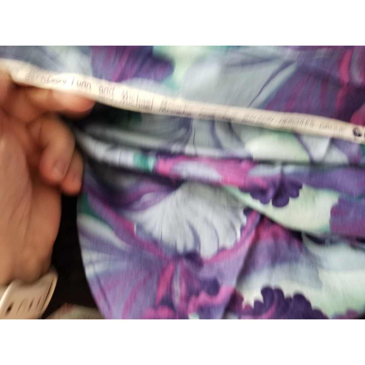Material  Soft Blue Cotton Fabric Big  Blue Green Purple Flowers  42" x  36" Cotton