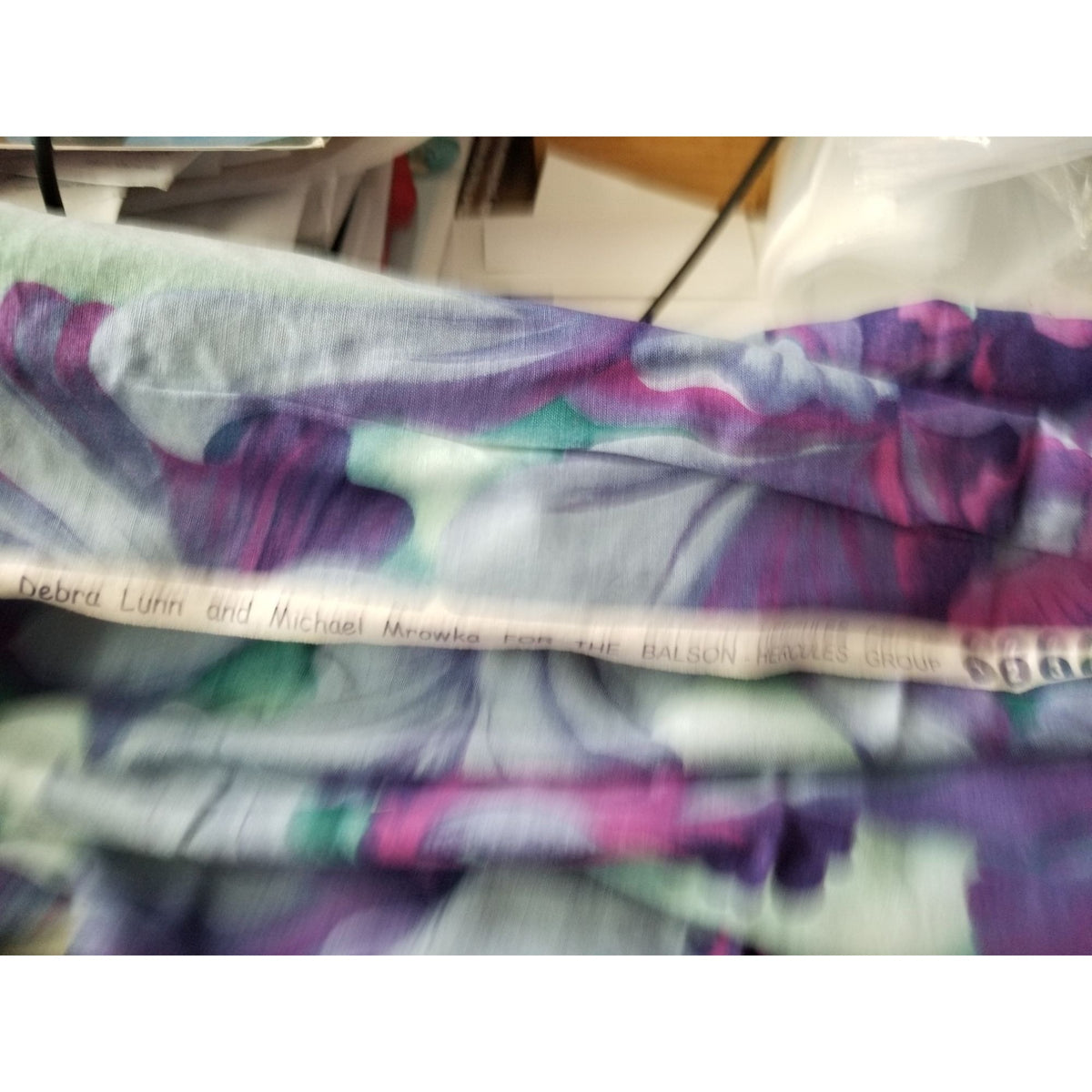 Material  Soft Blue Cotton Fabric Big  Blue Green Purple Flowers  42" x  36" Cotton