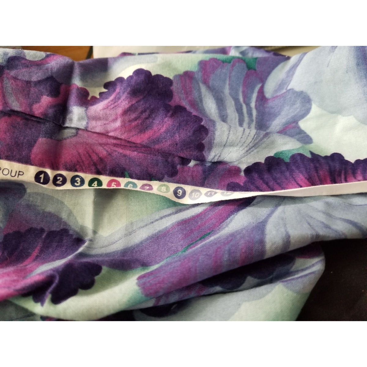 Material  Soft Blue Cotton Fabric Big  Blue Green Purple Flowers  42" x  36" Cotton