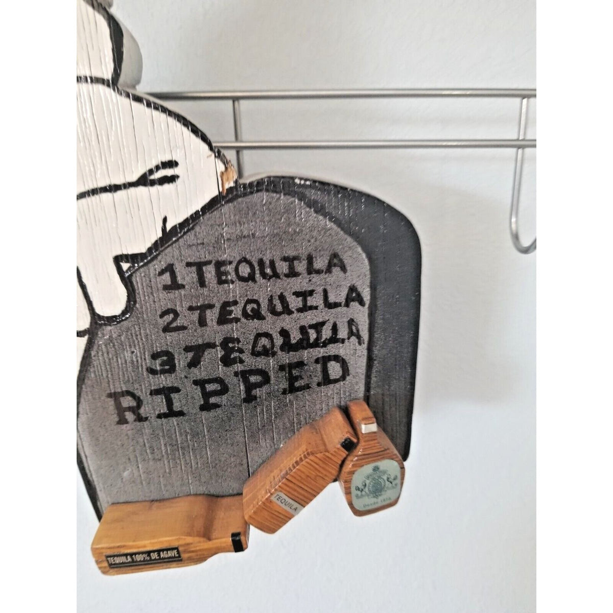 Wood Sign Halloween Ripped  Ghost 1 Tequila 2 Tequila 3 Tequila Ripped Hanging