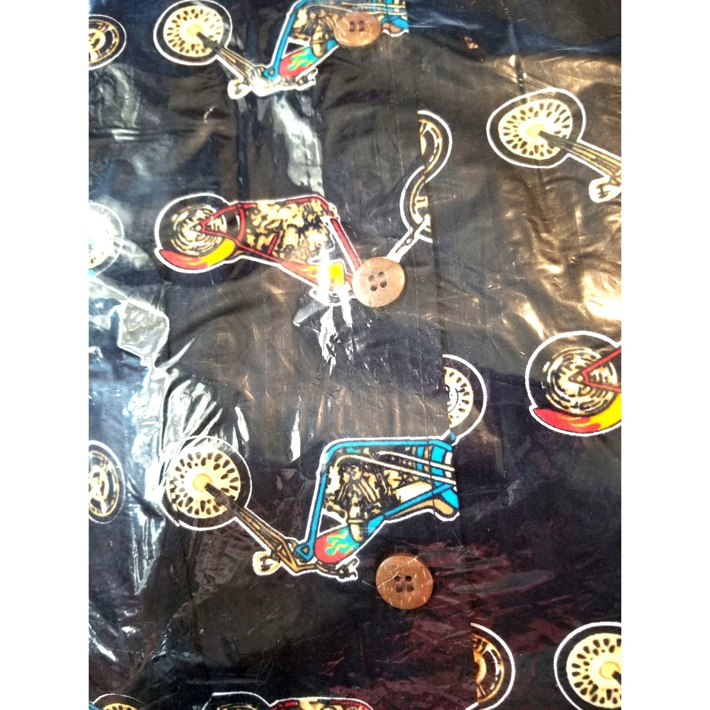 David Carey Original Shirt Men Large Chopper Motorcycles Short Sleeve Button-Up  Shirt 100% Cotton