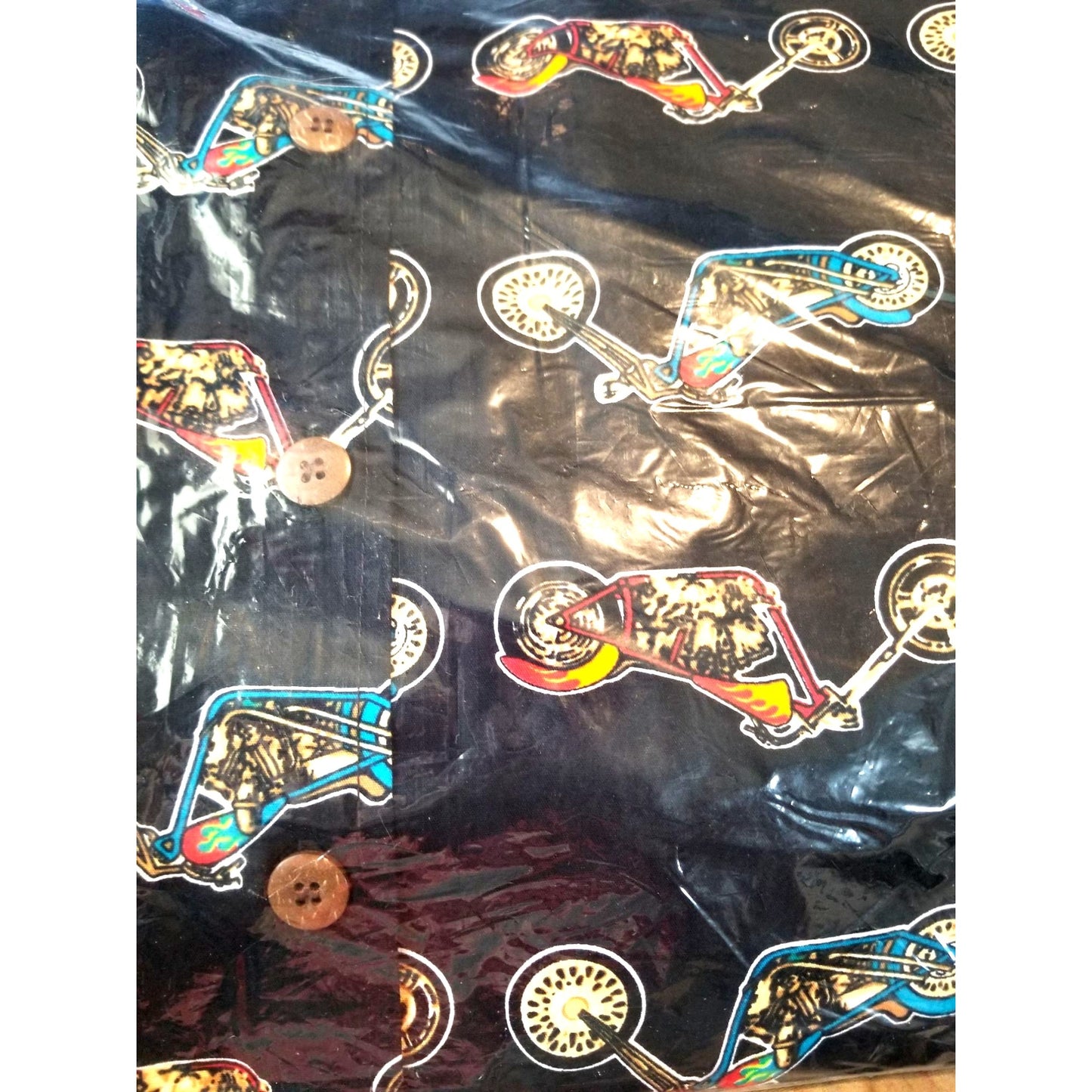 David Carey Original Shirt Men Large Chopper Motorcycles Short Sleeve Button-Up  Shirt 100% Cotton