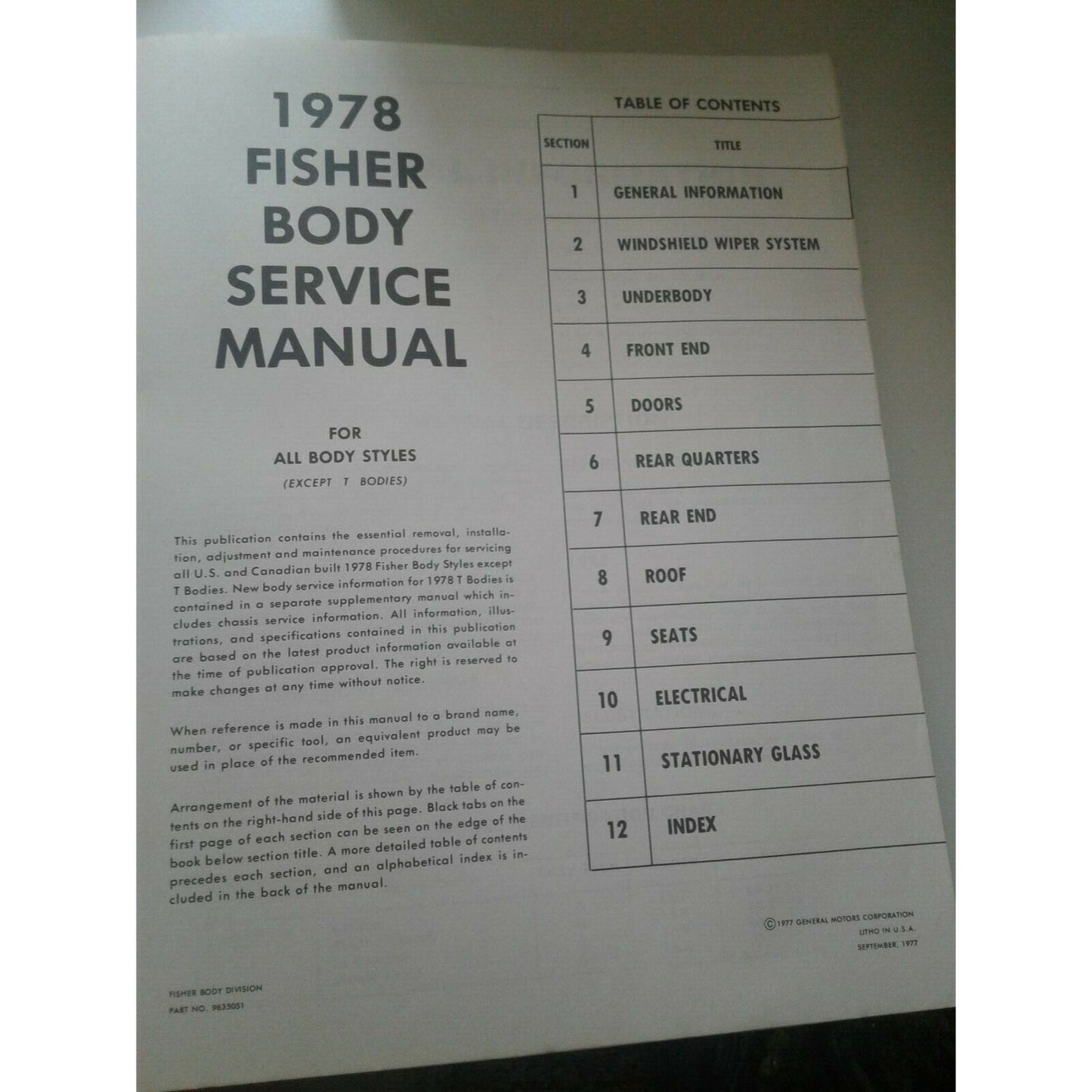 Book 1978 Fisher Body Service Manual, Chevy /  Pontiac / Oldsmobile / Buick/ Cadillac GM