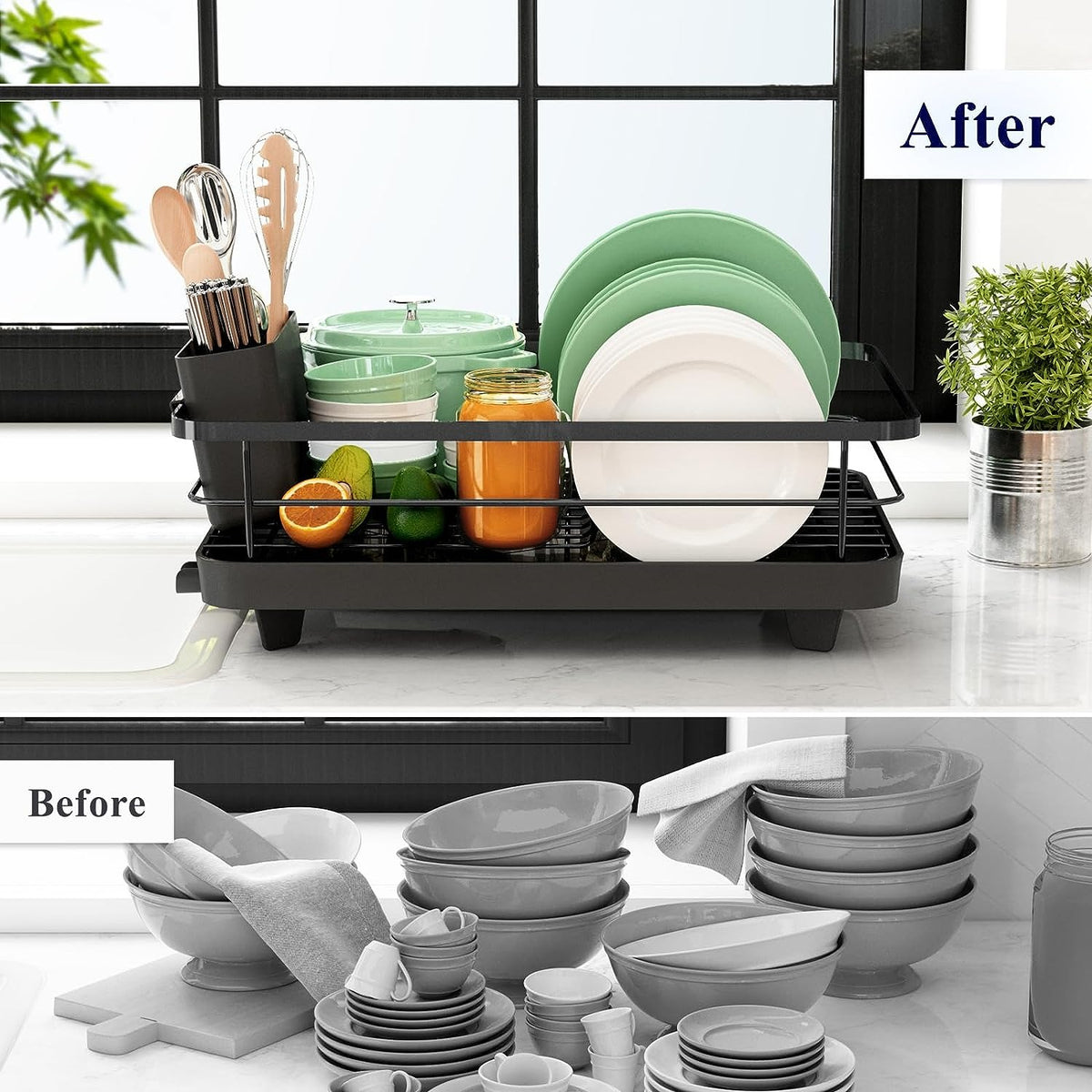 Kitchen Kitsure Dish Drying Rack Space-Saving Dish Rack, Dish Racks for Counter