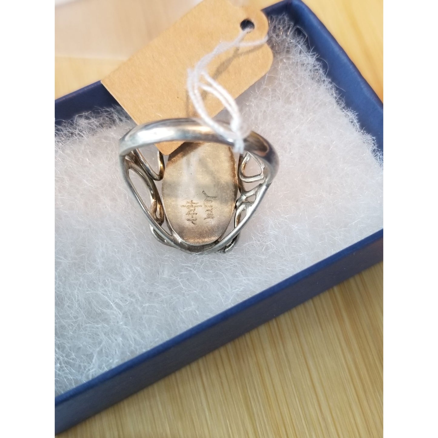 Ring Dinosauer Bone   Open Band  29.5 ct  5.9 Gr Size 8 1/2  15 mm x 25 mm  Harr  925 Silver