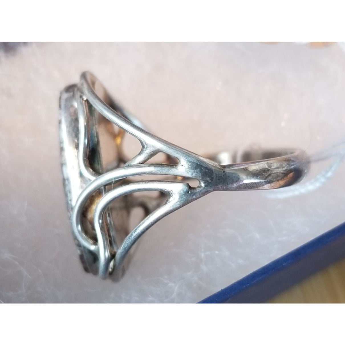 Ring Dinosauer Bone   Open Band  29.5 ct  5.9 Gr Size 8 1/2  15 mm x 25 mm  Harr  925 Silver